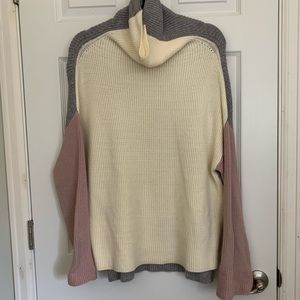 Red Dress Boutique Set the Tone Cream and Blush Cowl Neck Sweater, sz S/M